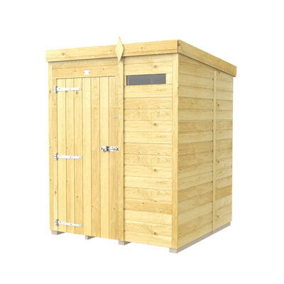 Buttercup Farm 5 X 5 Feet Pent Security ShedSingle DoorWoodL147 X W158 X H201 Cm from B&Q