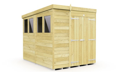 Buttercup Farm 6 X 8 Feet Pent ShedDouble Door With WindowsWoodL231 X W185 X H201 Cm from B&Q