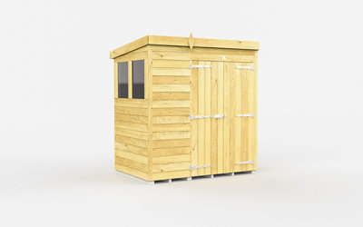 Buttercup Farm 7 X 4 Feet Pent ShedDouble Door With WindowsWoodL118 X W214 X H201 Cm from B&Q