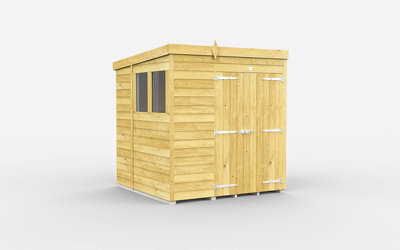 Buttercup Farm 7 X 6 Feet Pent ShedDouble Door With WindowsWoodL178 X W214 X H201 Cm from B&Q