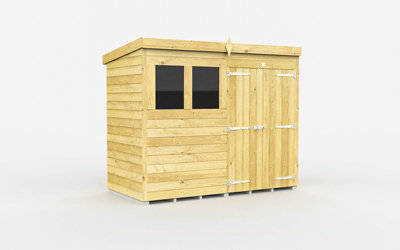 Buttercup Farm 8 X 4 Feet Pent ShedDouble Door With WindowsWoodL118 X W243 X H201 Cm from B&Q