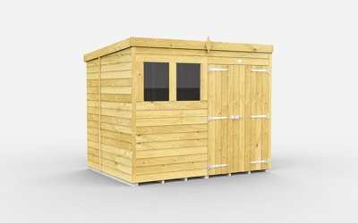 Buttercup Farm 8 X 6 Feet Pent ShedDouble Door With WindowsWoodL178 X W243 X H201 Cm from B&Q