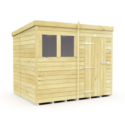 Buttercup Farm 8 X 7 Feet Pent ShedSingle Door With WindowsWoodL214 X W243 X H201 Cm from B&Q