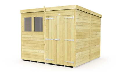 Buttercup Farm 8 X 8 Feet Pent ShedDouble Door With WindowsWoodL231 X W243 X H201 Cm from B&Q