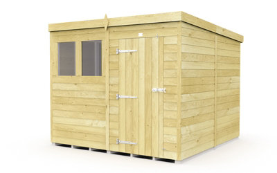 Buttercup Farm 8 X 8 Feet Pent ShedSingle Door With WindowsWoodL231 X W243 X H201 Cm from B&Q