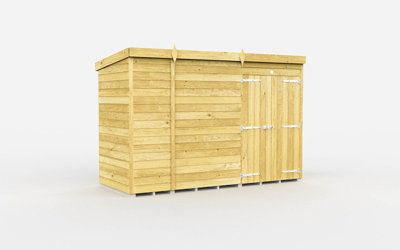 Buttercup Farm 9 X 4 Feet Pent Shed - Double Door Without Windows - Wood - L118 X W276 X H201 Cm-28376 