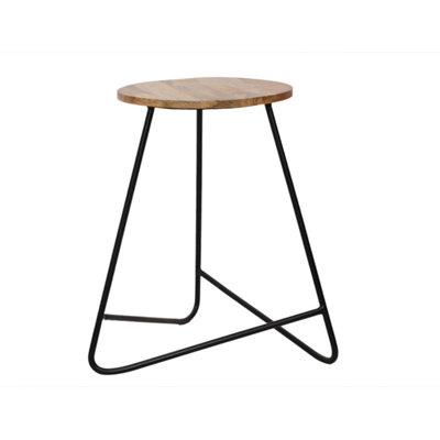 Buttercup Farm Ravi Single StoolMango Wood/ironL38 X W38 X H51 CmMango Light Finish from B&Q