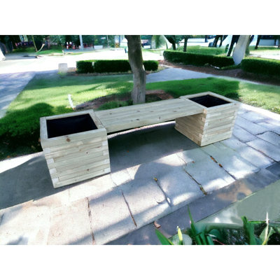 B&Q -  Somerset Double Planter BenchPressure Treated WoodL180 X W40 X H40 Cm