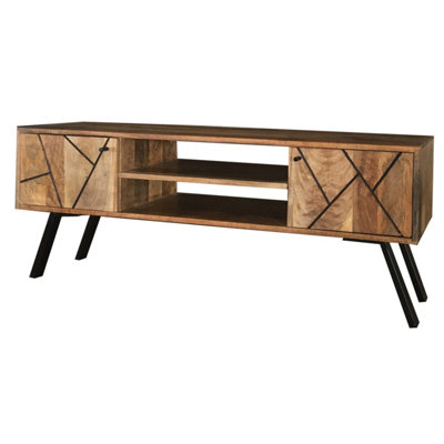 Buttercup Farm Amar Plasma Tv Unit- Iron BaseMango Wood/ironL35 X W118 X H46 CmLight FinishAssembly Required from B&Q