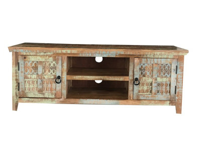 Buttercup Farm Aravali 2 Door Plasma Tv CabinetMango WoodL40 X W146 X H55 CmDistress Finish from B&Q