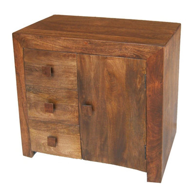 Buttercup Farm Dakota 3 Drawer SideboardMango WoodL35 X W85 X H75 CmDark Finish from B&Q