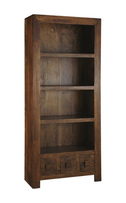 Buttercup Farm Dakota Large BookcaseMango WoodL30 X W75 X H175 CmDark Finish from B&Q