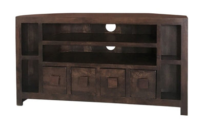 B&Q -  Dakota Plus Corner Tv UnitMango WoodL43 X W104 X H55 CmDark Finish