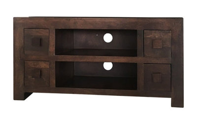 Buttercup Farm Dakota Plazma Tv Unit 4 DrawerMango WoodL40 X W110 X H55 CmDark Finish from B&Q