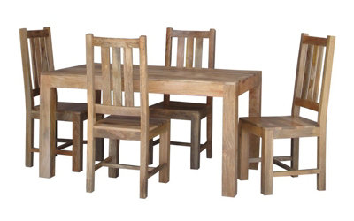 Buttercup Farm Dakota Dining Table Without ChairsMango WoodL90 X W145 X H76 CmLight Finish from B&Q