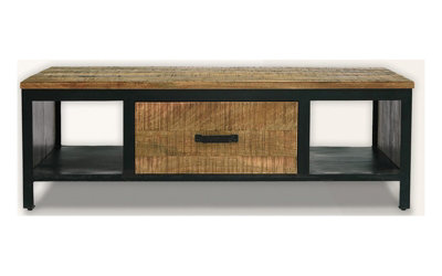 Buttercup Farm Induse Coffee Table 1 DrawerMango Wood/ironL60 X W120 X H41 CmPp Sawn Finish from B&Q
