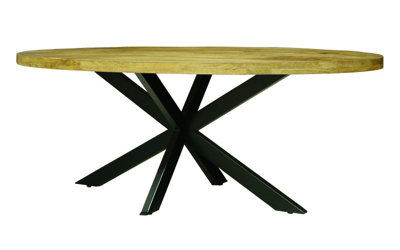 Buttercup Farm Kerela Oval Dining Table Spider LegMango Wood/ironL100 X W200 X H76 CmPp Sawn FinishAssembly Required from B&Q
