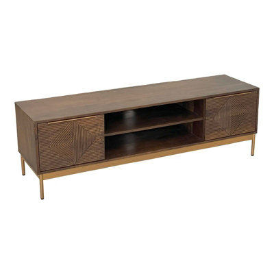 Buttercup Farm Zaine Carving Tv UnitMango WoodL40 X W148 X H46 CmDark FinishAssembly Required from B&Q