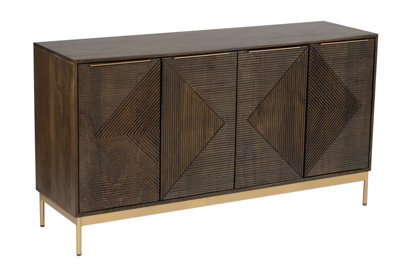 Buttercup Farm Zaine Carving 4 Door SideboardMango WoodL40 X W138 X H76 CmDark FinishFully Assembled from B&Q