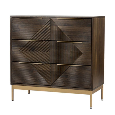 Buttercup Farm Zaine Carving 3 Drawer ChestMango WoodL40 X W81.5 X H80.5 CmDark FinishAssembly Required from B&Q
