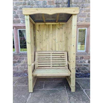 B&Q -  Four Seasons 2 Seater ArbourTimberL85 X W120 X H205 CmMinimal Assembly RequiredSet Of Waterproof Cushions Included