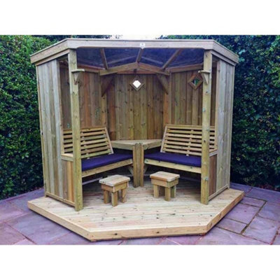 B&Q -  4 Seasons Garden RoomCovered Corner ArbourL150 X W290 X H205 CmAssembly Incl.Set Of Waterproof Cushions Included