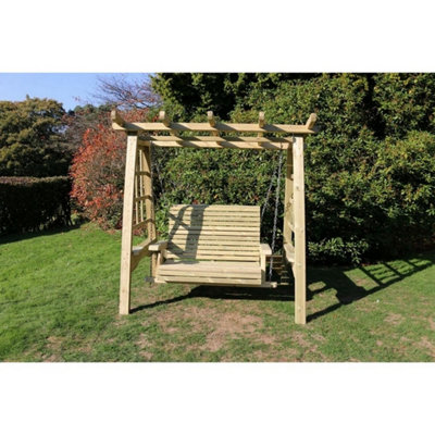 B&Q -  Pergola SwingSwinging Seat HammockL125 X W180 X H185 CmMinimal Assembly RequiredSet Of Waterproof Cushions Included