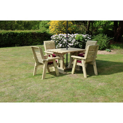 B&Q -  Ergo 4 Seater SetSits 4Dining SetL220 X W245 X H105 CmMin. Assembly RequiredSet Of Waterproof Cushions Included