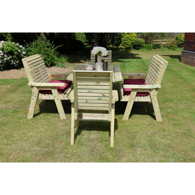 B&Q -  Ergo Table SetSits 62 Bench & 2 ChairL250 X W290 X H105 CmMin. Assembly RequiredSet Of Waterproof Cushions Included