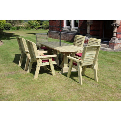 B&Q -  Ergo Table And Chair SetWith 6 ChairsL250 X W290 X H105 CmMinimal Assembly RequiredSet Of Waterproof Cushions Included