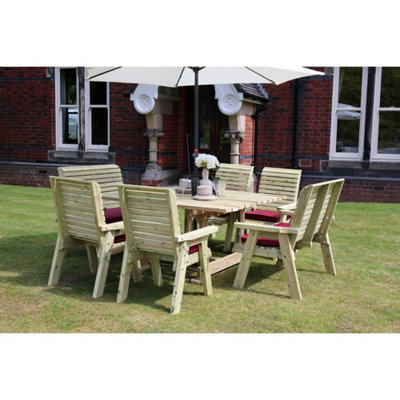 B&Q -  Ergo 8 Seater Square Table2 Benches4 ChairsL149 X W149 X H77 CmMin. Assembly RequiredSet Of Wp. Cushions Included