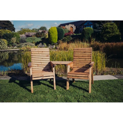 B&Q -  Valley Love Seat AngledTimberL100 X W163 X H95 CmFlat PackPartially AssembledSet Of Waterproof Cushions Included