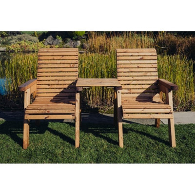 B&Q -  Valley Love Seat SquareTimberL73 X W170 X H95 CmFlat PackPartially AssembledSet Of Waterproof Cushions Included