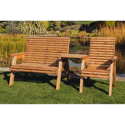 B&Q -  Valley Garden Furniture Trio Set With TrayTimberL100 X W220 X H95 CmFully AssembledSet Of Waterproof Cushions Included