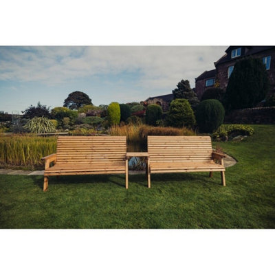 B&Q -  Valley 6 Seat Set 2X3B Straight TrayTimberL100 X W330 X H95 CmFully AssembledSet Of Waterproof Cushions Included