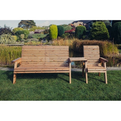 B&Q -  Valley 4 Seat Set 1Xc 1X3B Straight TrayTimberL100 X W270 X H95 CmFully AssembledSet Of Waterproof Cushions Included