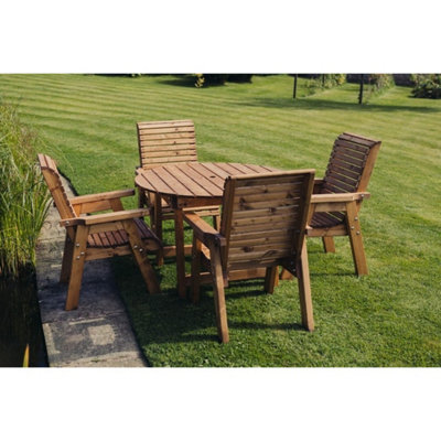 B&Q -  Valley 4 Seater Round 4XcTimberL220 X W220 X H95 CmMinimal Assembly RequiredSet Of Waterproof Cushions Included
