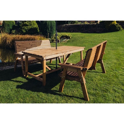 B&Q -  Valley 4 Seat Set 2X2B TableTimberL220 X W180 X H95 CmMinimal Assembly RequiredSet Of Waterproof Cushions Included