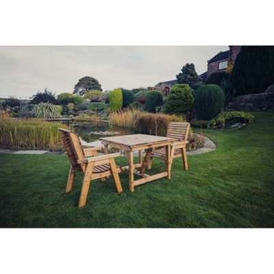 B&Q -  Valley 2 Seat Bistro Set 2Xc Table -TimberL99 X W190 X H95 CmMinimal Assembly RequiredSet Of Waterproof Cushions Included