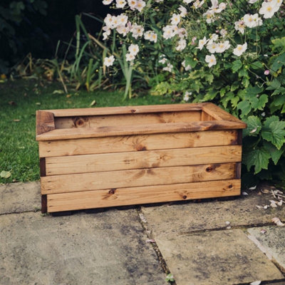 Churnet Valley Garden Furniture Ltd Multi Pack Of 2Valley Trough MediumTimberL39 X W79 X H32 CmGarden PlanterFully Assembled from B&Q