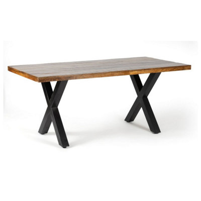 Buttercup Farm Induse 'x' Leg Dining TableMango Wood/ironL90 X W180 X H76 Cm from B&Q