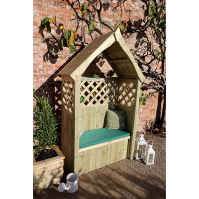 B&Q -  Daisy 2 Seat Trellis Storage ArbourL60 X W130 X H211 CmPartially AssembledSet Of Waterproof Cushions Included