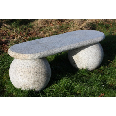 B&Q -  Grey Granite Ball Leged Bench40Cm Dia Legs120 X 40Cm Top