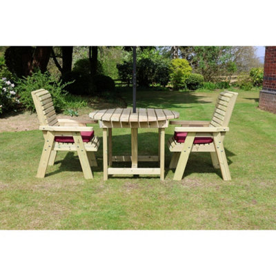 B&Q -  Ergo 2 Seat Round Set 2Xc113Cm Round TableL113 X W182 X H103 CmSet Of Waterproof Cushions Included
