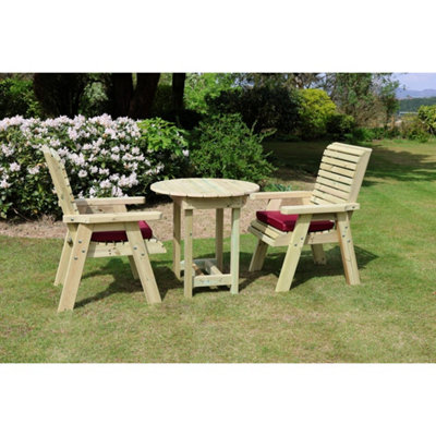 B&Q -  Ergo Bistro Set 2Xc80Cm Round TableL80 X W200 X H103 CmSet Of Waterproof Cushions Included