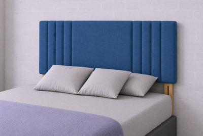 Urban Textures-Milan Luxury 26" High Linen Fabric Upholstered Bed Headboard-Navy from B&Q