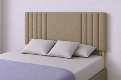Urban Textures-Milan Luxury 26" High Linen Fabric Upholstered Bed Headboard-Sand from B&Q