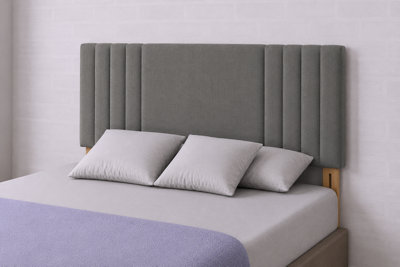 Urban Textures-Milan Luxury 26" High Linen Fabric Upholstered Bed Headboard-Slategrey from B&Q
