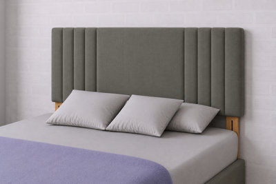 Urban Textures-Milan Luxury 26" High Linen Fabric Upholstered Bed Headboard-Truffle from B&Q