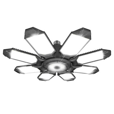 Deeirao Led Garage Ceiling Light260 W 26000 Lm 6500 K Deformable With 8+1 Adjustable Panels Commercia Bay Lamp For E 26 / E 27 from B&Q